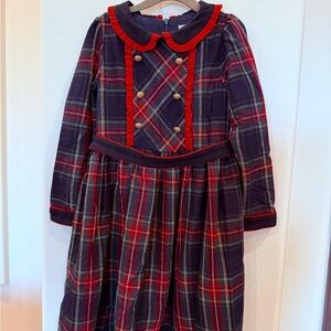 Patachou Plaid Kids Formal Dress with Red Accents
